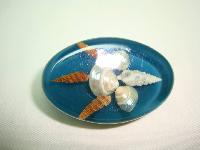 Vintage 1950s Large Quirky Sea Foam Green Lucite Shells Brooch 