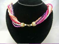 1950s 8 Row Faux Pearl Harlequin Twist Bead Necklace