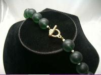 Vintage 50s Chunky Green Lucite Moonglow Bead Necklace