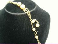 1980s 2 Row Pink Faux Pearl Bead & Gold Chain Necklace
