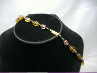 Vintage 50s Amber Citrine Crystal Glass Bead Necklace