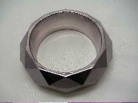 1950s Style Chunky Diamond Cut Metallic Grey Bangle WOW