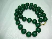 Vintage 50s Chunky Green Lucite Moonglow Bead Necklace