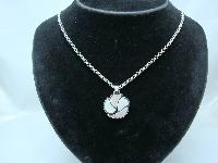 1980s Sterling Silver Mother of Pearl Pendant & Chain