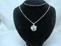 1980s Sterling Silver Mother of Pearl Pendant & Chain