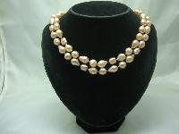 Vintage 50s Pink Baroque Faux Pearl Bead Necklace WOW