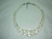 Vintage 50s Fab 2 Row AB Crystal Glass Bead Necklace
