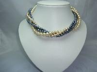 1950s 4 Row Grey & Cream Glass Faux Pearl Bead Neclace