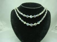 1950s 2 Row Sparkling AB Crystal Glass Bead Necklace