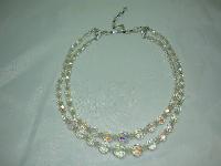 1950s 2 Row Sparkling AB Crystal Glass Bead Necklace