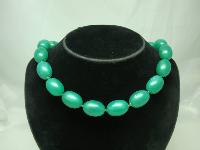 1950s Chunky Green Marble Effect Lucite Bead Necklace