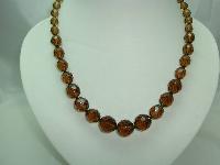 1950s Graduating Smokey Quartz Glass Bead Necklace WOW