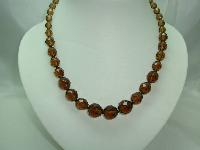 1950s Graduating Smokey Quartz Glass Bead Necklace WOW