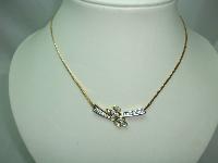 1950s Attwood & Sawyer Diamante Floral Gold Necklace