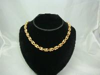 Vintage 80s Stunning Diamante Fancy Gold Link Necklace