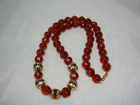 Vintage 50s Quality Long Amber Glass Bead Necklace