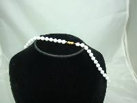 1950s Long White Glass Hand Knotted Bead Necklace WOW