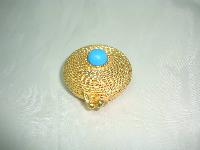80s Estee Lauder Turquoise Perfume Gold Pillbox Compact