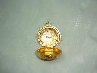 80s Estee Lauder Turquoise Perfume Gold Pillbox Compact