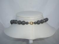 Vintage 70s Chunky Grey Gold & Faux Pearl Bead Necklace
