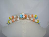 1950s 2 Row Multicoloured Shell Shaped Bead Necklace