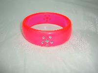 Vintage 80s Neon Pink Lucite & Diamante Lucite Bangle