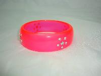 Vintage 80s Neon Pink Lucite & Diamante Lucite Bangle