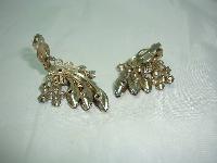 1950s Fab Amber & Blue Red AB Diamante Clip Earrings