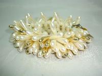 Vintage 60s Wide Faux Pearl & Gold Bead Drop Bracelet