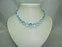 Vintage 50s Pretty Blue Sparkling AB Crystal Glass Bead Necklace