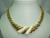 Vintage 80s Classy and Elegant Chunky Gold Link Cream Lucite Necklace