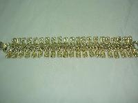 Vintage 50s Fab Lisner Red Diamante Wide Fancy Link Goldtone Bracelet 