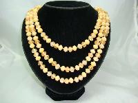 Vintage 50s 3 Row Peach Lucite Bead Necklace Fab Clasp!