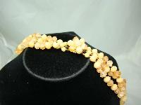 Vintage 50s 3 Row Peach Lucite Bead Necklace Fab Clasp!