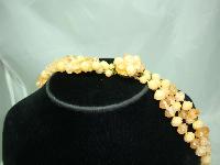 Vintage 50s 3 Row Peach Lucite Bead Necklace Fab Clasp!