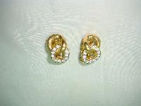 80s Stunning Chain Link Style Diamante Goldtone Clip On Earrings