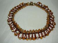 1950s Amber Crystal Glass & Pearl Drop Collar Necklace