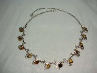 1950s Fancy Silver Filigree Link Tigers Eye Necklace 