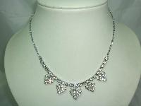 Vintage 50s Sparkling Diamante Flower Drop Necklace 