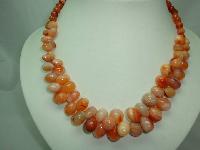 Vintage 50s Carnelian Smooth Bead Garland Drop Necklace