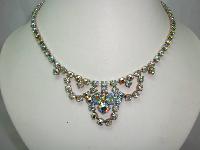 1950s Sparkling Green AB Diamante Cascade Drop Necklace