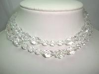 Vintage 50s Long Sparkling Crystal Glass Bead Necklace 