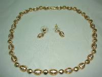1980s Quality Crystal Diamante Gold Necklace & Earrings