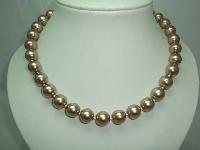 Vintage 50s Soft Gold Glass Faux Pearl Bead Necklace