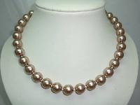 Vintage 50s Soft Gold Glass Faux Pearl Bead Necklace