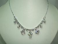 Vintage 50s Starlet Glamour Diamante Rhinestone Drop Necklace on Chain