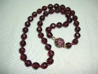 1950s Purple Glass Bead Necklace Fab Diamante Clasp WOW