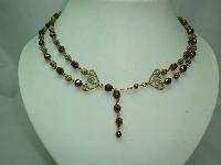 1950s 2 Row Gold Glass & Filigree Gold Bead Necklace 