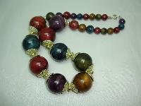 Vintage 70s Chunky Multicoloured Lucite Bead Necklace 