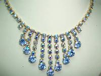 Vintage 50s FAB Blue AB Diamante Festoon Drop Necklace